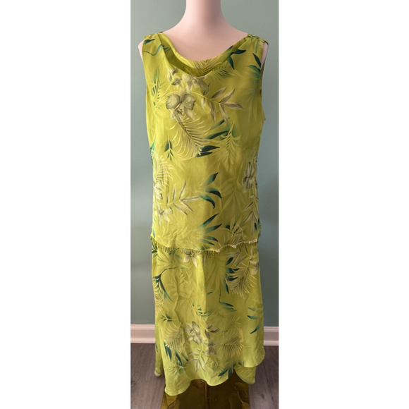 Women's Donna Ricco Green Floral Dress Size 16 - Picture 1 of 4